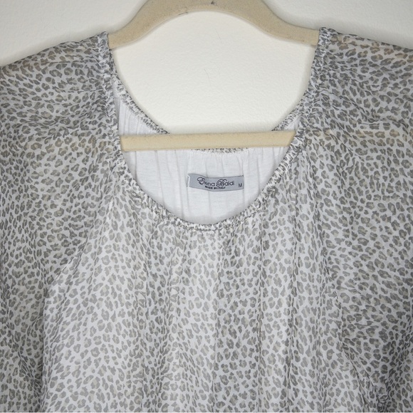 Elena Baldi Animal Print Silk Peasant Made in Italy Blouse - Picture 4 of 6